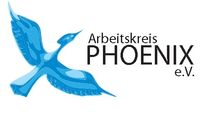 Schriftzug des Namens in schwarzer Schrift und ein blauer Phoenix