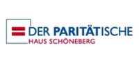 Namensschriftzug mit dem Paritätischen Logo: rotes Gleichheitszeichen im blauen Kästchen