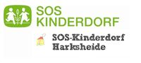 Symbol des SOS-Kinderdorfes mit zwei Kindern und einer Pflanze in der Mitte sowie der Schriftzug SOS-Kinderdorf Harksheide