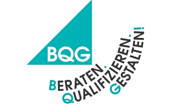 BQG in einem grünen Dreieck, Beraten, Qualifizieren und Gestalten im Halbkreis darunter