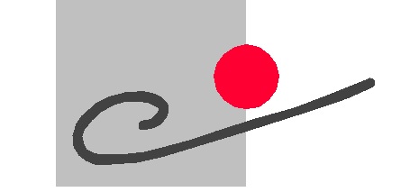 Ein roter Kreis und ein schwarzer Strich, der in einem Kringel ausläuft