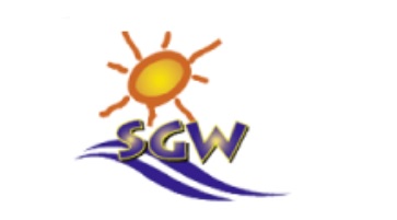 Die Abkürzung SGW mit Wellen und einer Sonne darüber 
