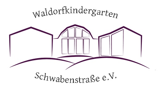 Der Namensschriftzug des Vereins und ein gezeichnetes Bild des Kita Schwabenstraße 